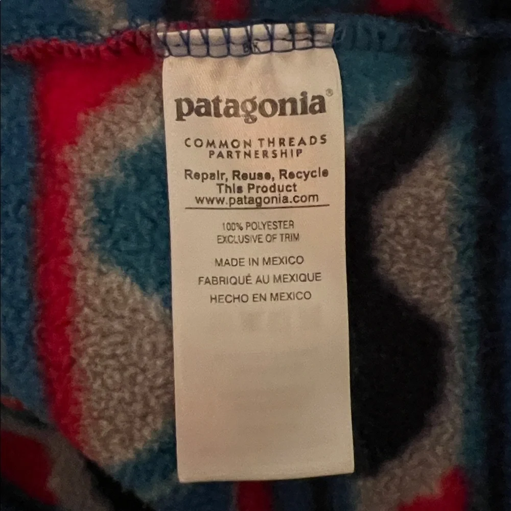 Patagonia Men’s Synchilla Snap-T Pullover Delta Wave Navy Blue Red White XXL